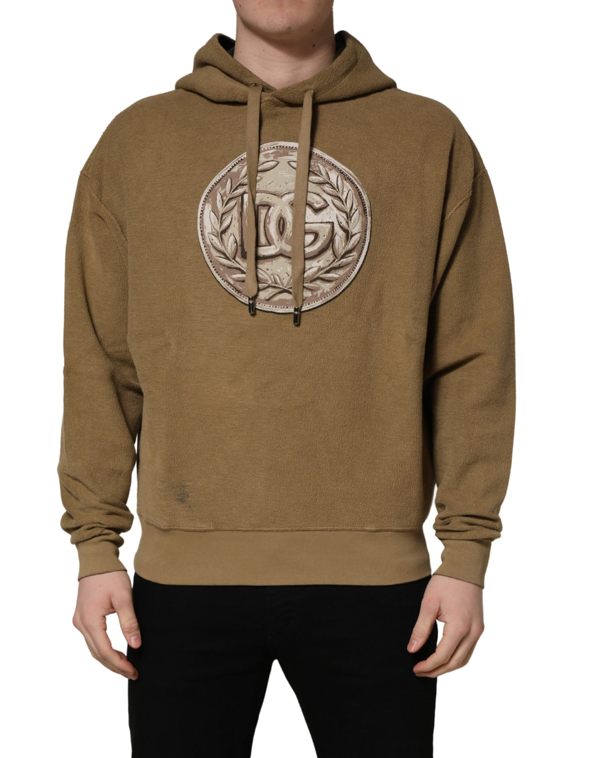 Dolce & Gabbana Brown Embossed Logo Hooded Sweatshirt Men's Sweater (Pre-Owned)