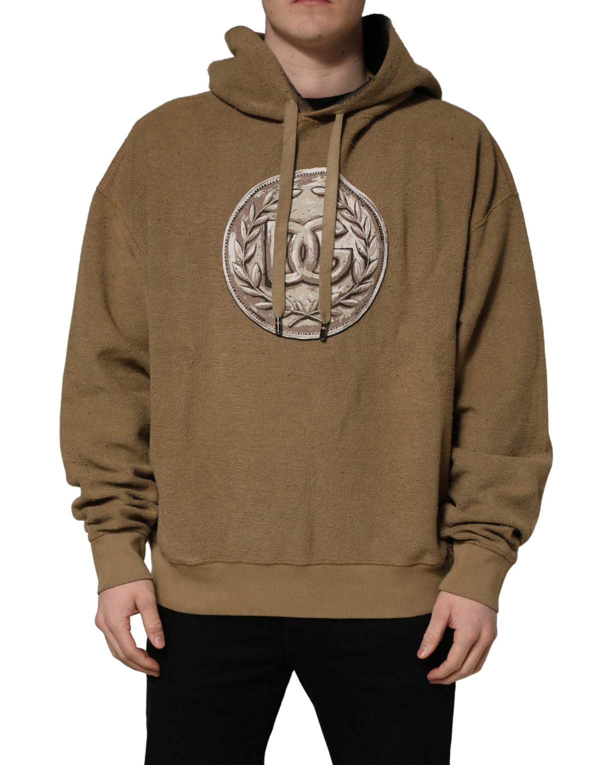Dolce & Gabbana Brown Embossed Logo Hooded Sweatshirt Men's Sweater (Pre-Owned)