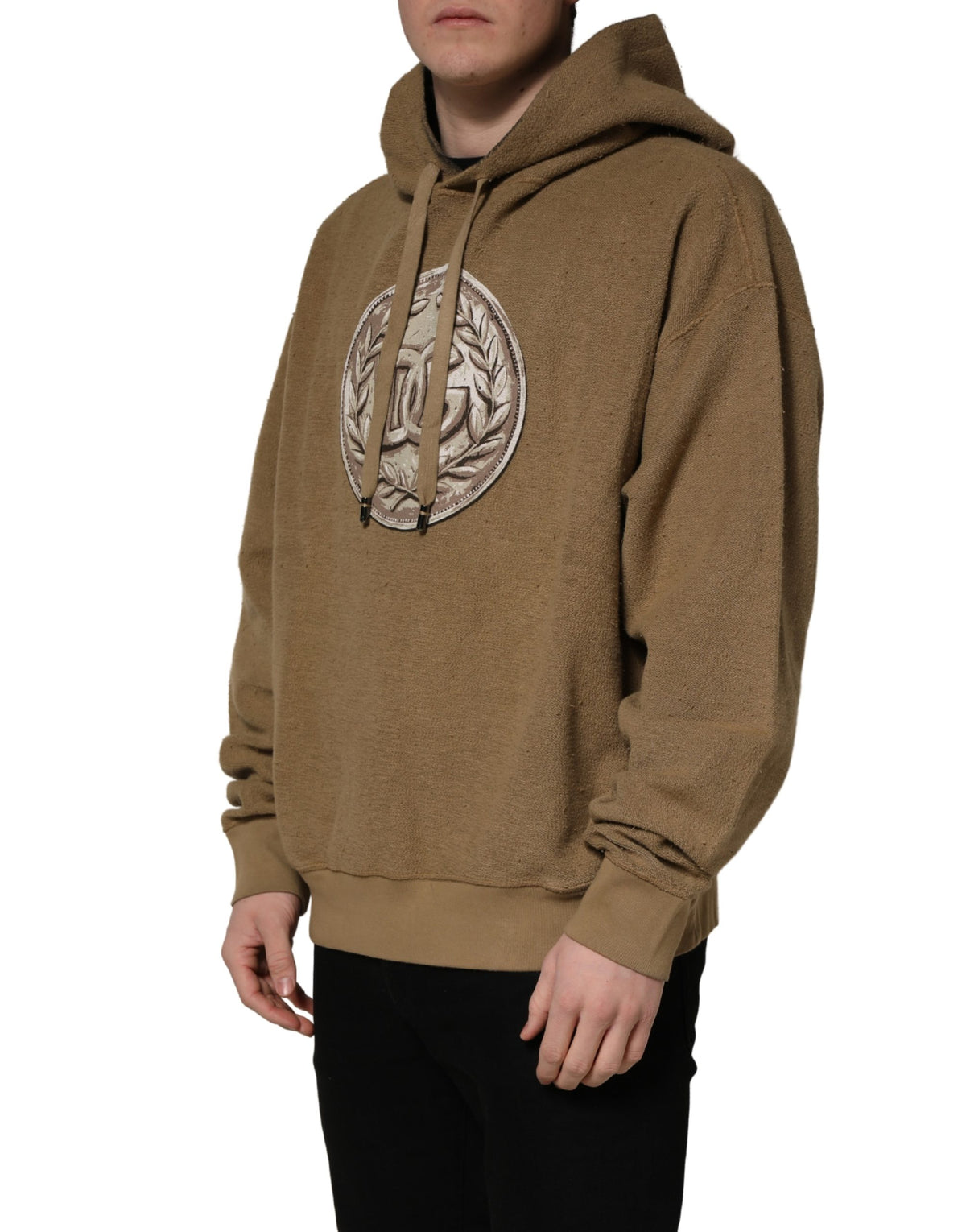 Dolce & Gabbana Brown Embossed Logo Hooded Sweatshirt Men's Sweater (Pre-Owned)