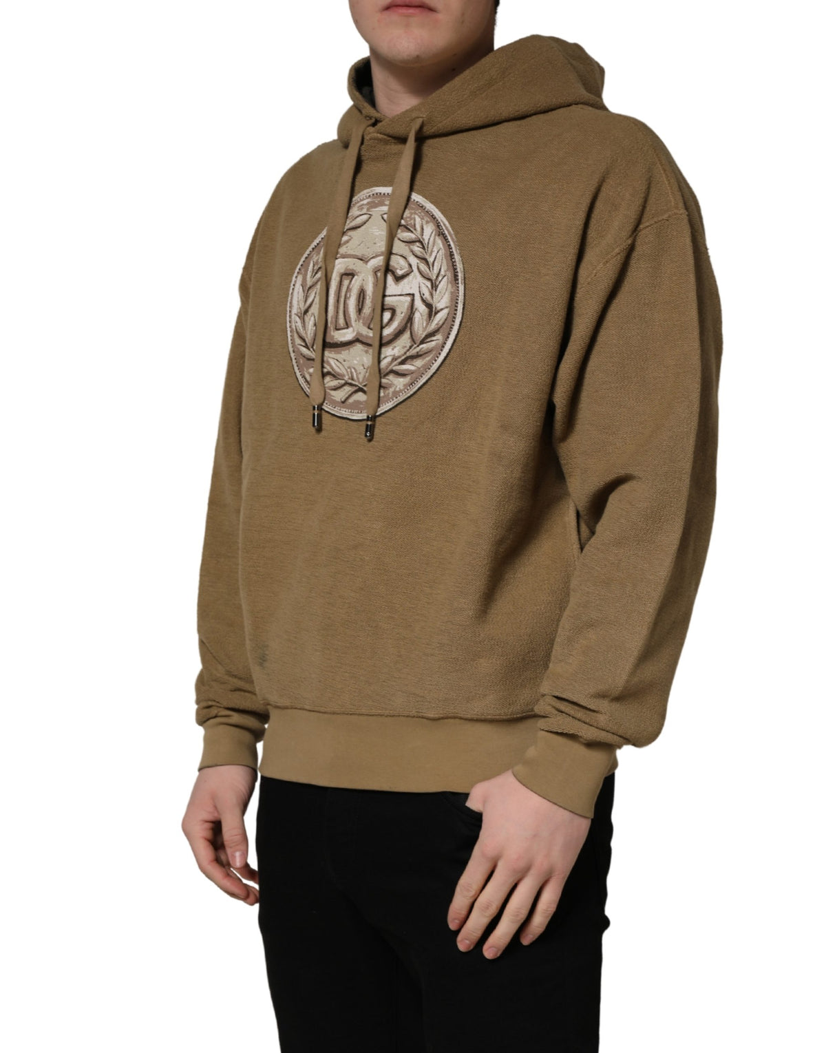 Dolce & Gabbana Brown Embossed Logo Hooded Sweatshirt Men's Sweater (Pre-Owned)