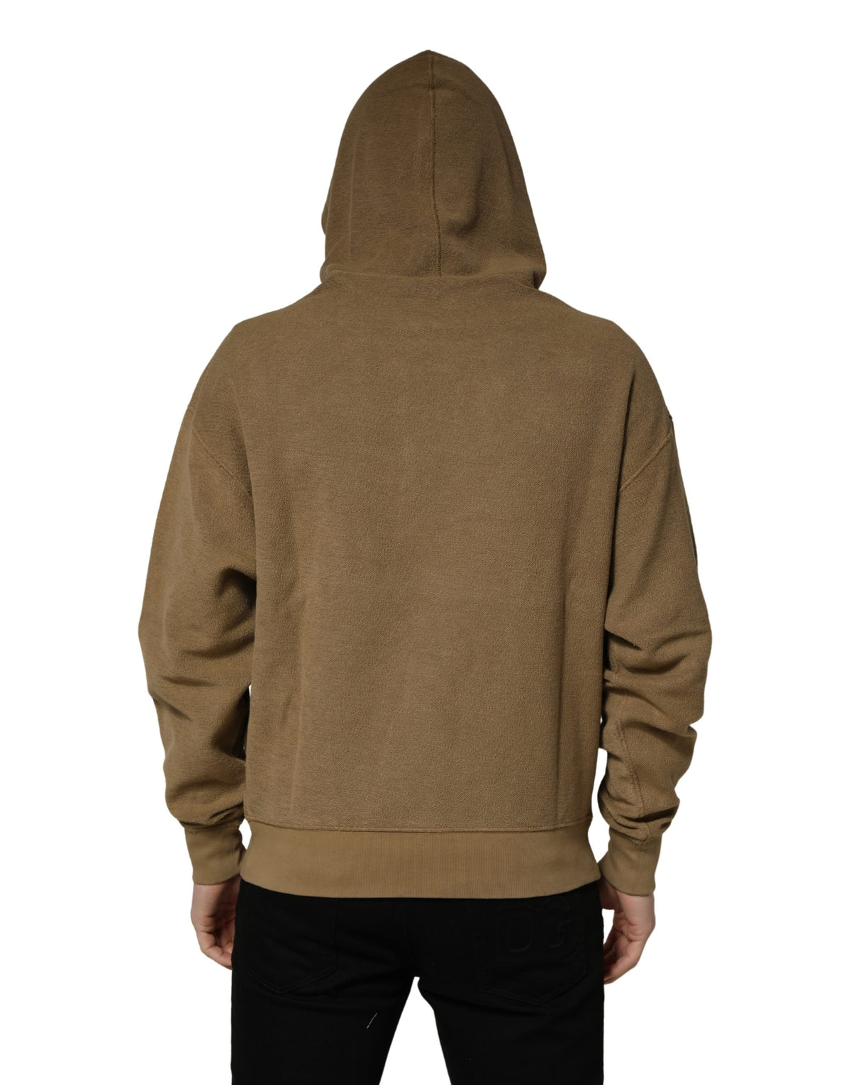 Dolce & Gabbana Brown Embossed Logo Hooded Sweatshirt Men's Sweater (Pre-Owned)