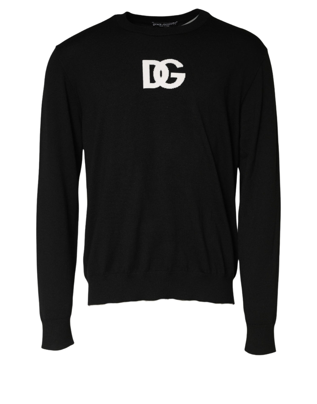 Dolce & Gabbana Black Wool DG Logo Men Crew Neck Men's Sweater