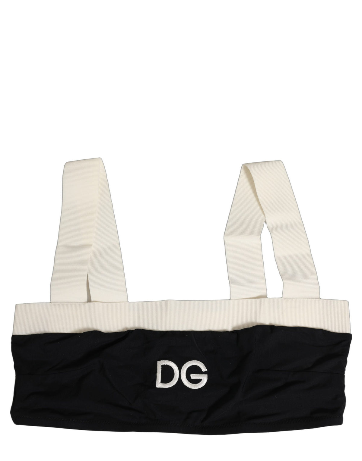 Dolce & Gabbana Black White Cotton Stretch Bikini Top Women's Swimwear