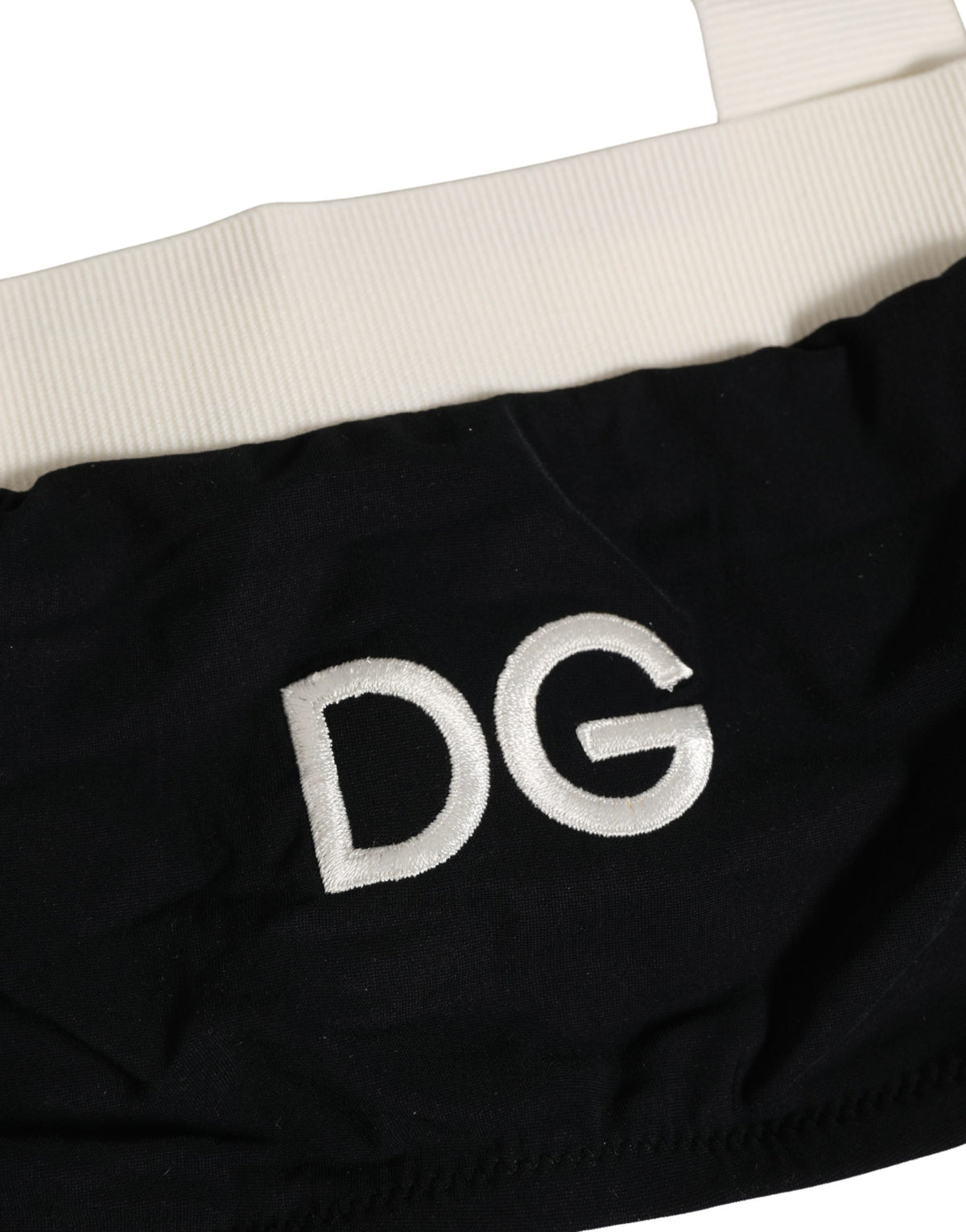 Dolce & Gabbana Black White Cotton Stretch Bikini Top Women's Swimwear