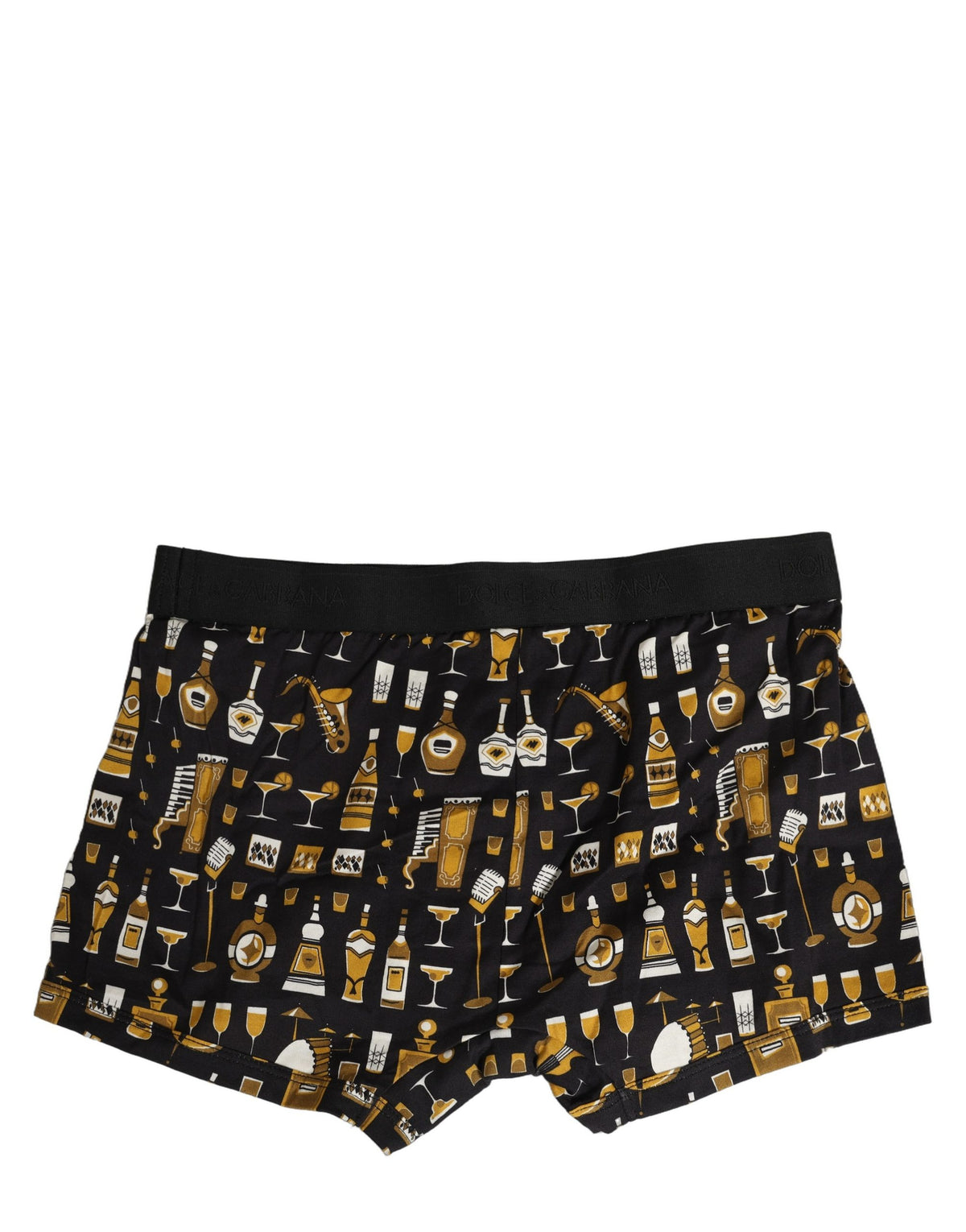 Dolce & Gabbana Black Cocktail Print Regular Boxer Men's Underwear