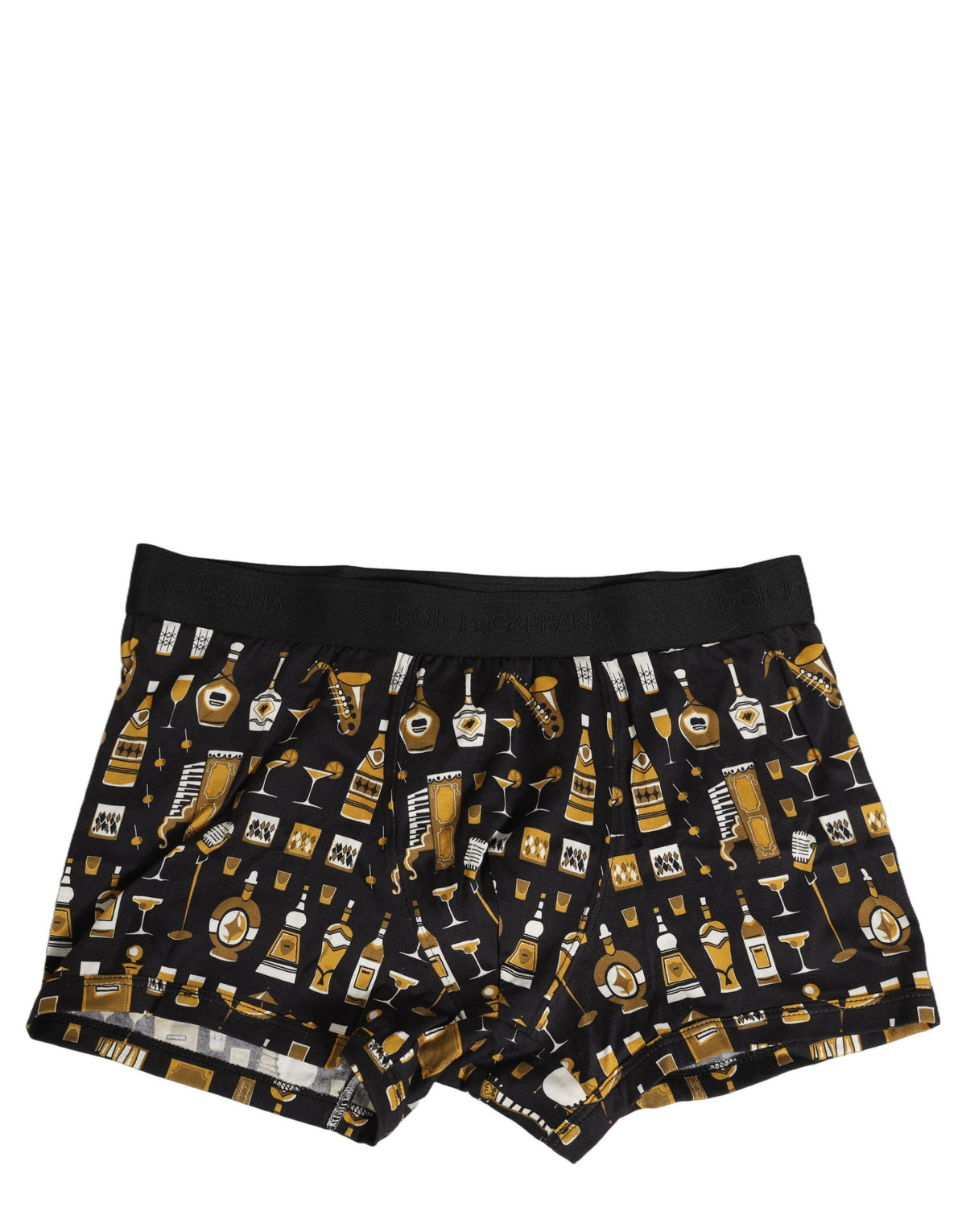 Dolce & Gabbana Black Cocktail Print Regular Boxer Men's Underwear