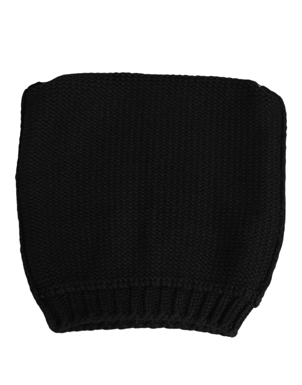 Dolce & Gabbana Black Cashmere Knitted Ribbed Cuff Beanie Men's Hat
