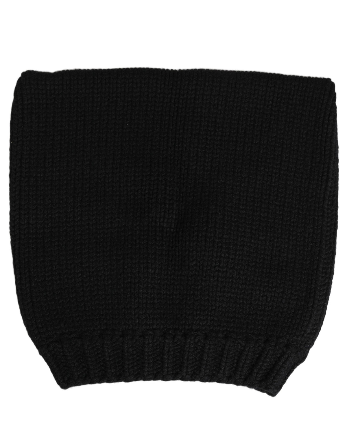 Dolce & Gabbana Black Cashmere Knitted Ribbed Cuff Beanie Men's Hat