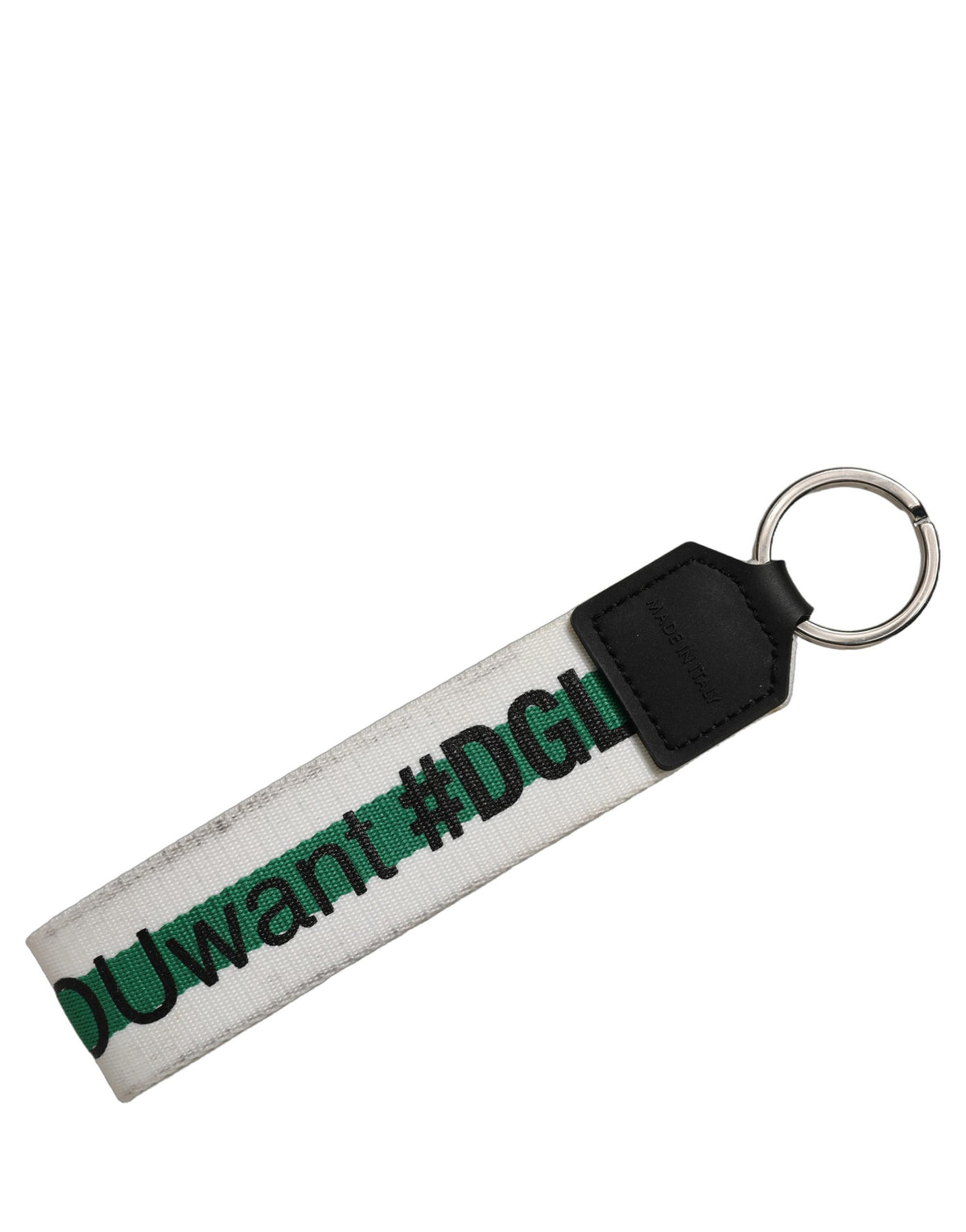 Dolce & Gabbana Green Logo Polyester Silver Brass Holder Keychain Women's Keyring (Pre-Owned)