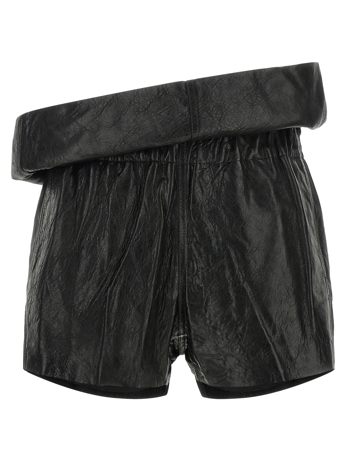 Rick Owens Black Lamb Leather Bermuda Women's Shorts