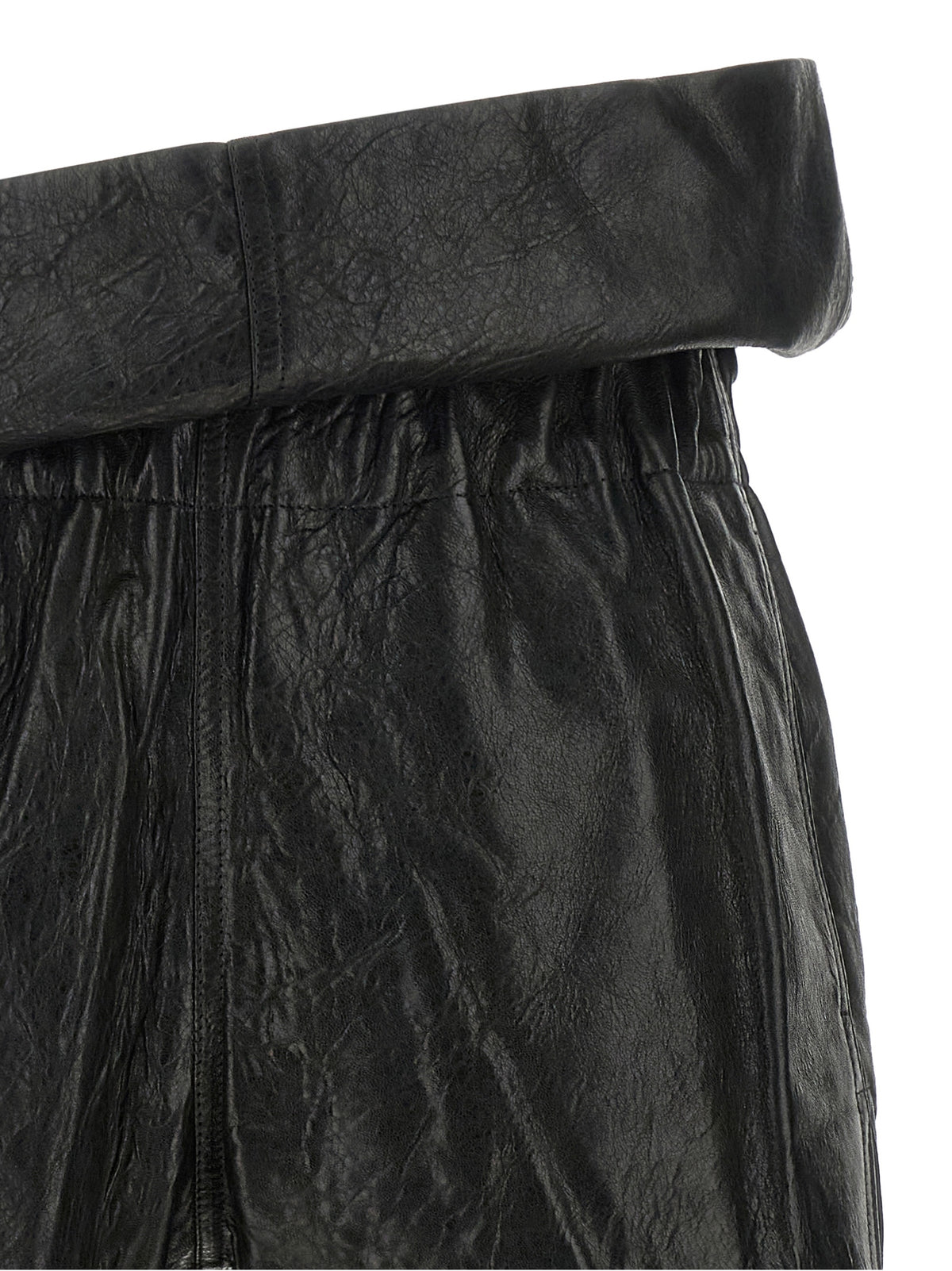 Rick Owens Black Lamb Leather Bermuda Women's Shorts