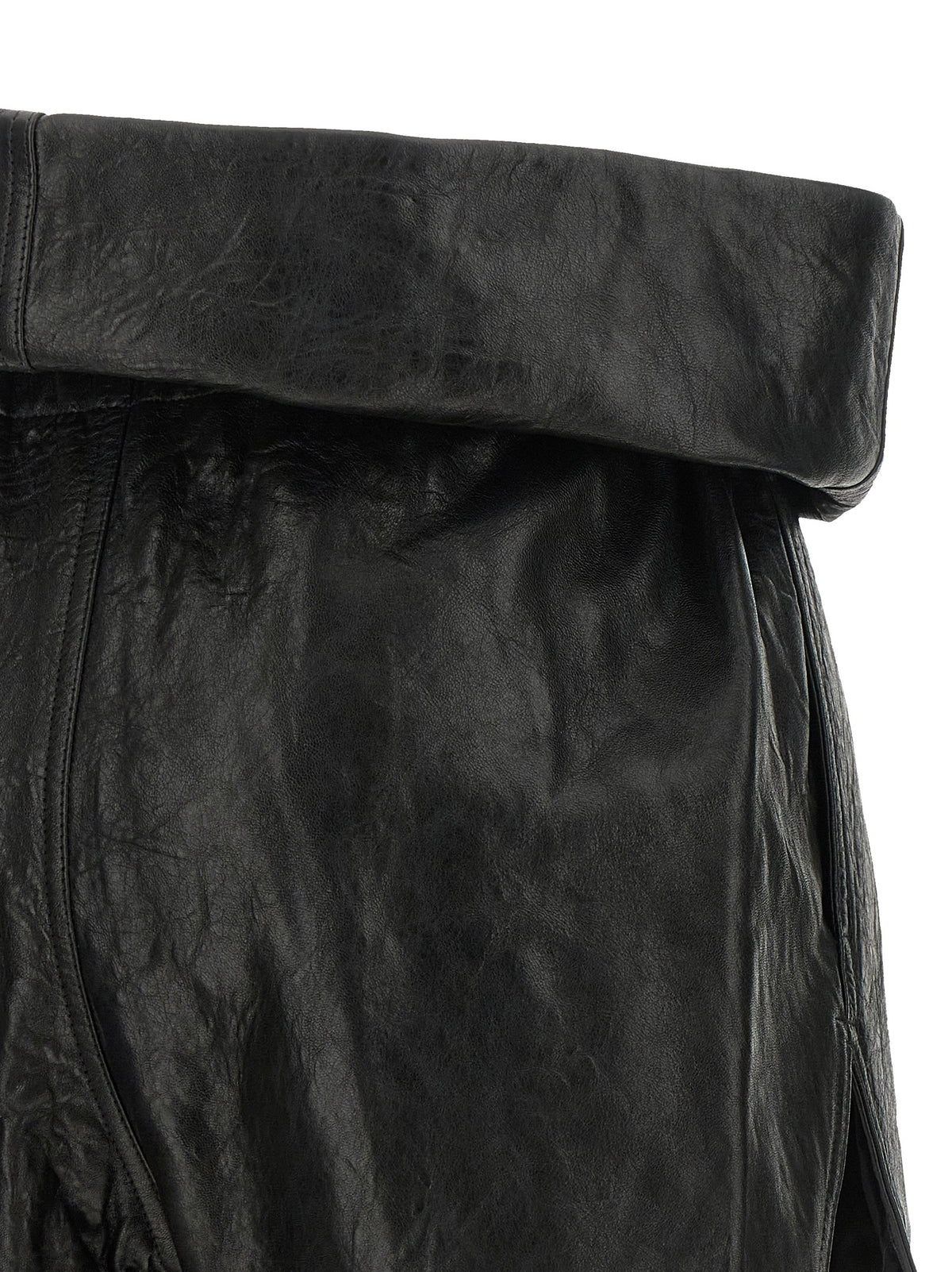 Rick Owens Black Lamb Leather Bermuda Women's Shorts