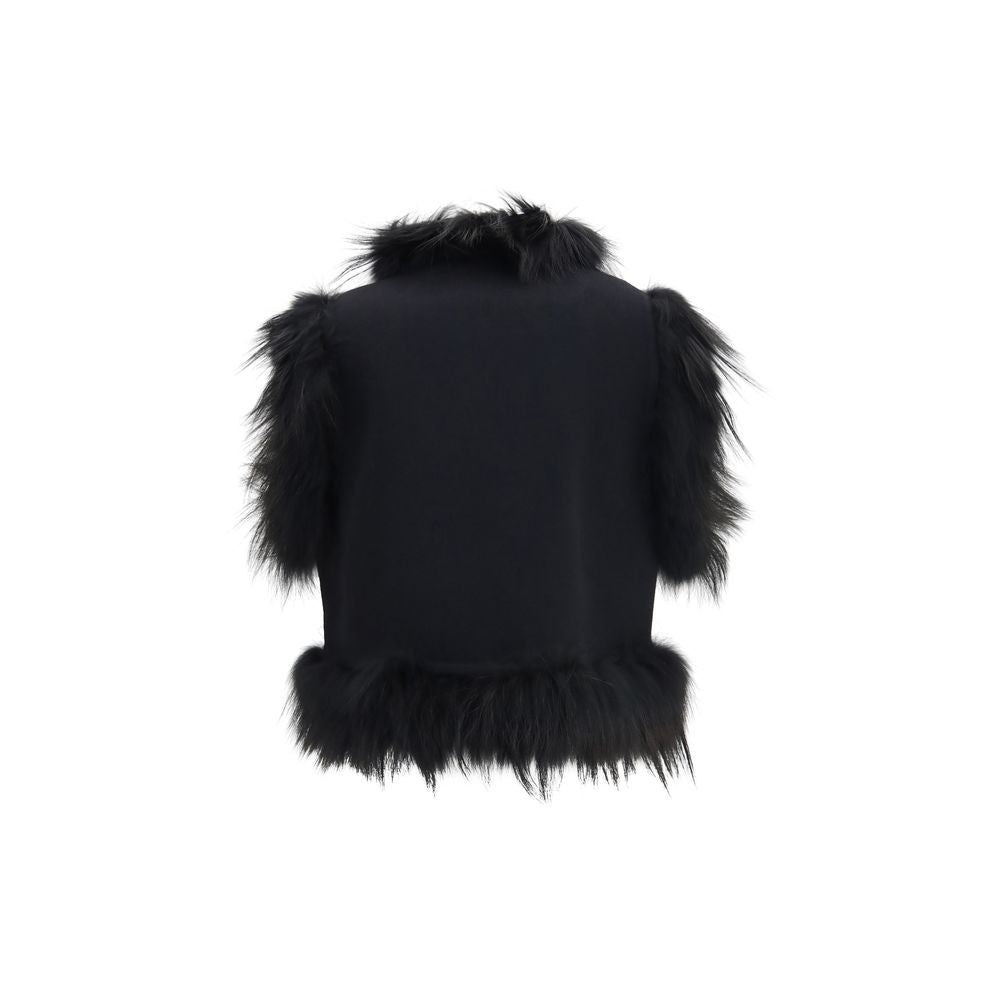 Fendi Black Wool Oves Aries Sleeveless Women's Jacket