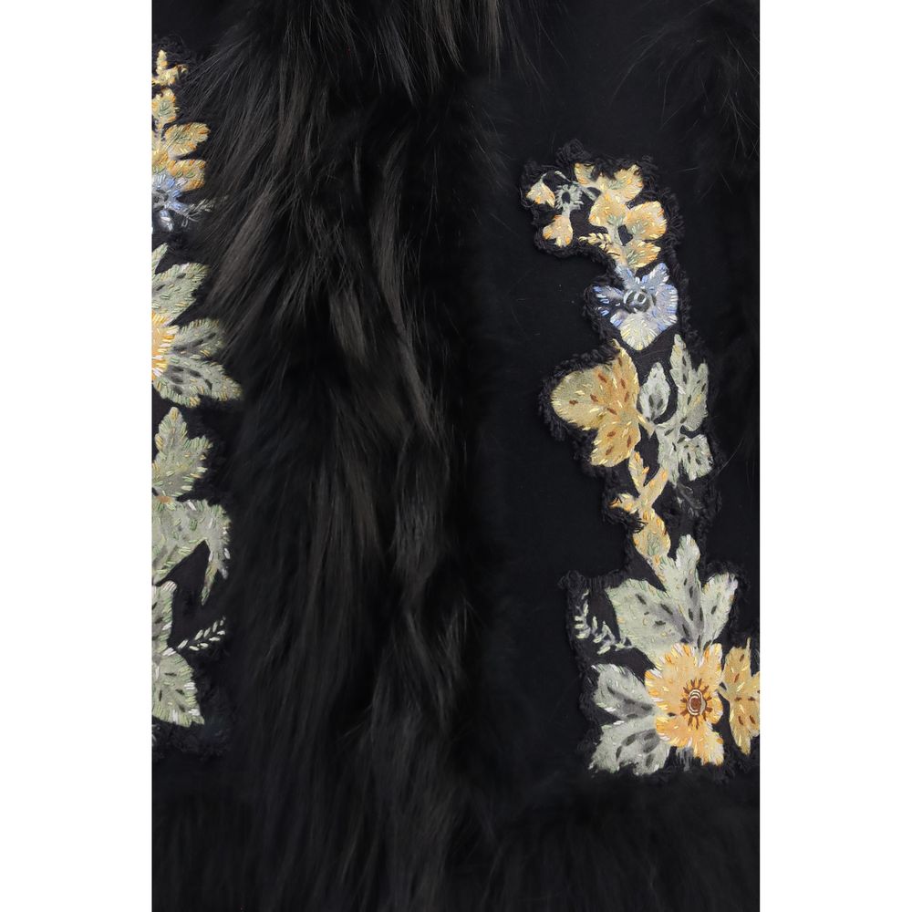 Fendi Black Wool Oves Aries Sleeveless Women's Jacket