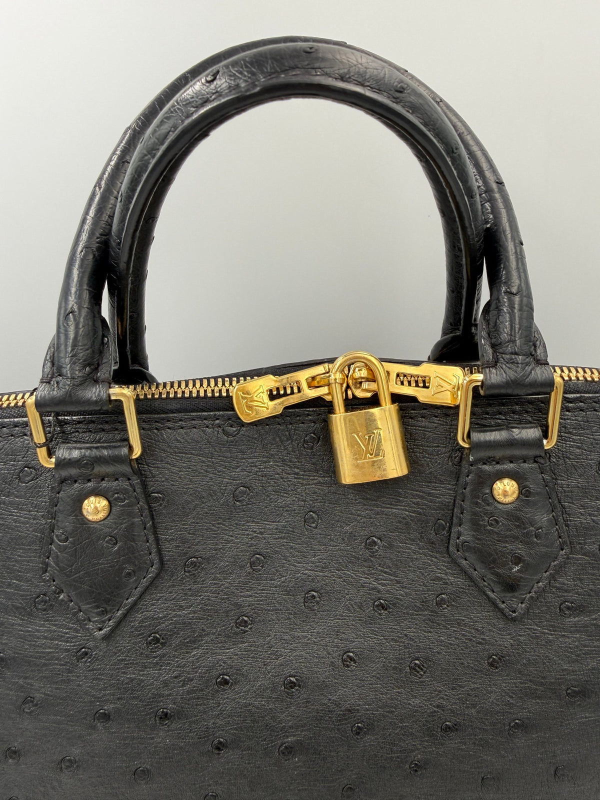 Louis Vuitton LOUIS VUITTON Alma GM in Ostrich Leather Women's Handbag (Pre-Owned)