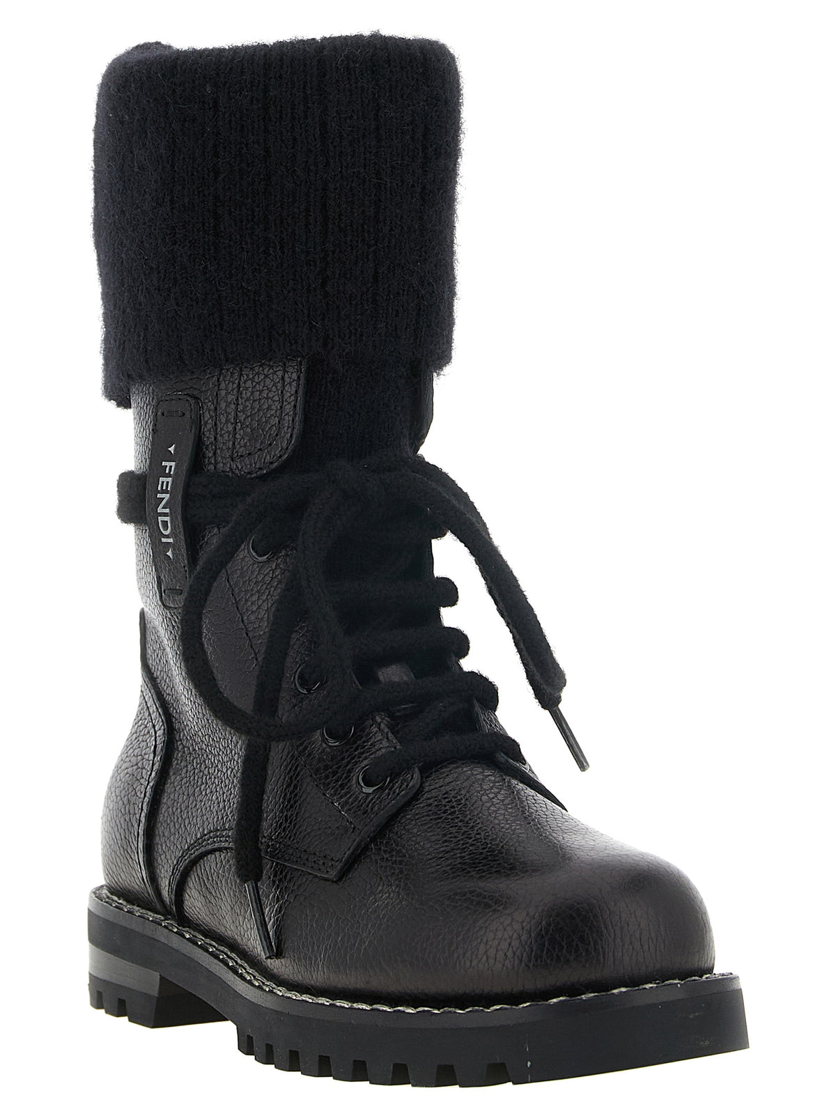 Fendi Black Calfskin Lace-Up Women's Boots