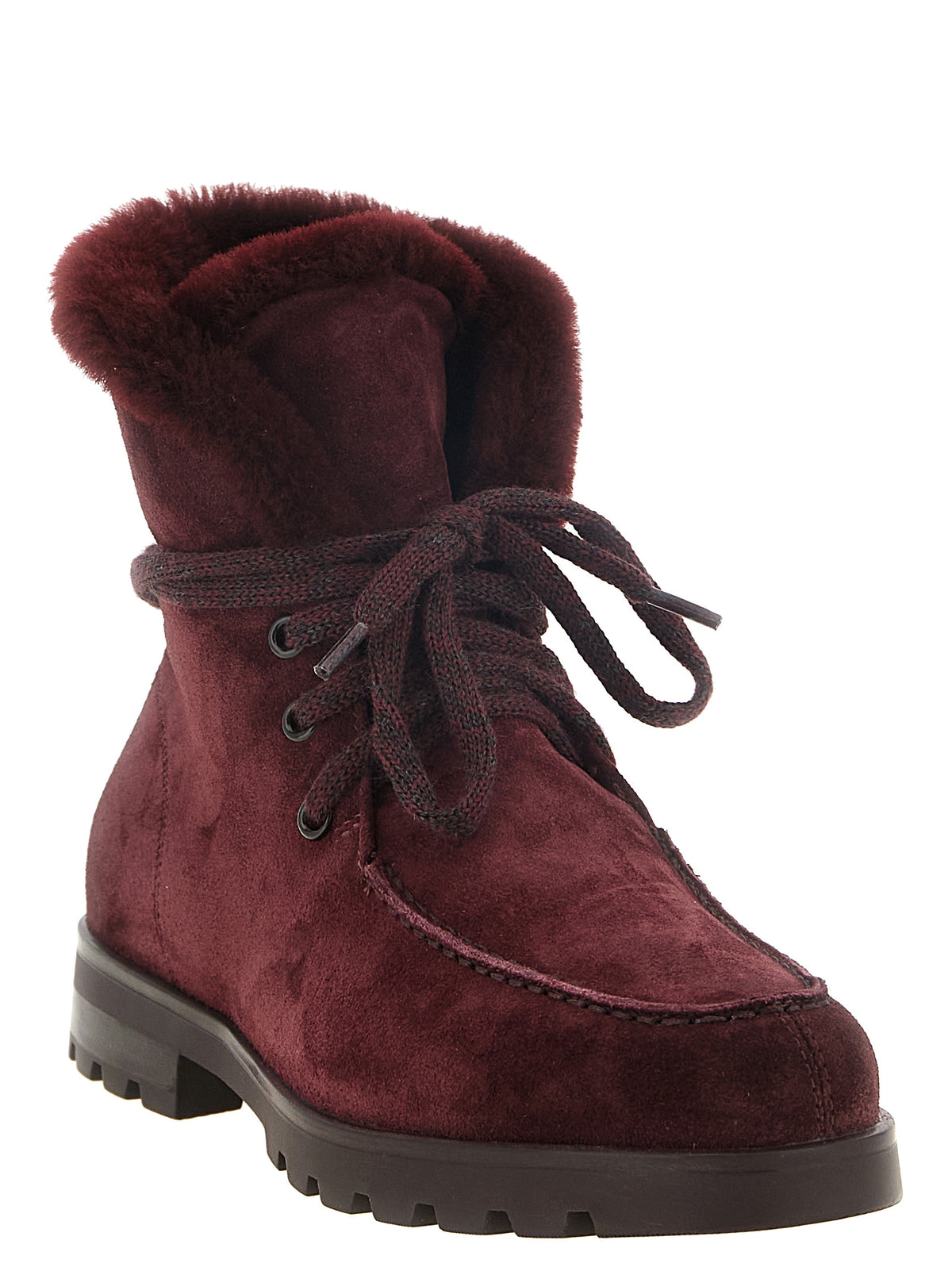 Santoni Bordeaux Calfskin Ankle Women's Boots