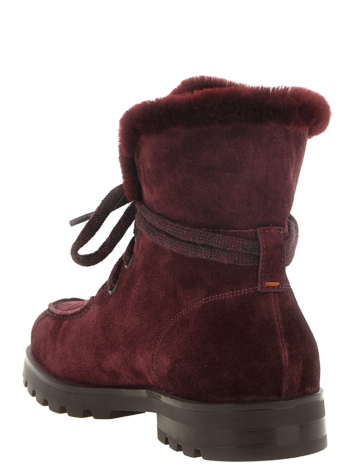 Santoni Bordeaux Calfskin Ankle Women's Boots