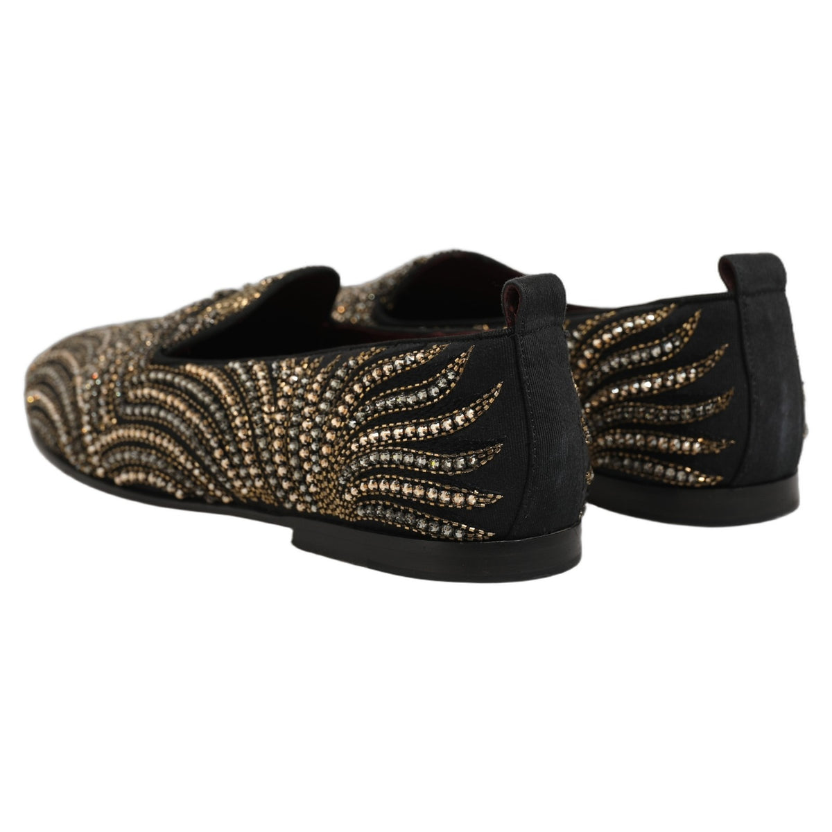 Dolce & Gabbana Black Gold Embellished Slippers Loafers Men's Shoes (Pre-Owned)