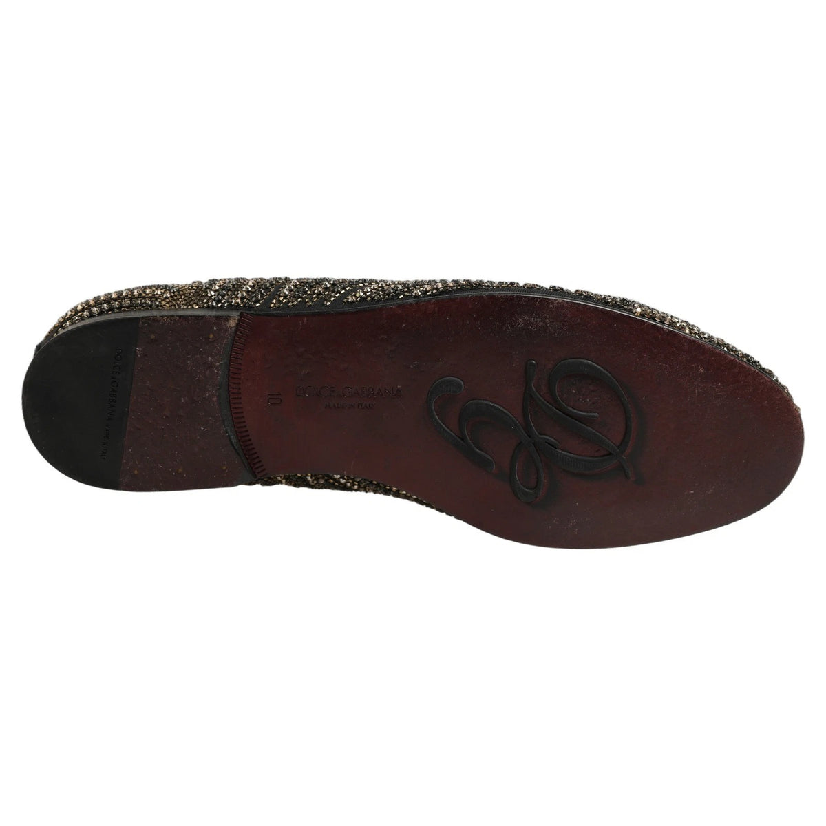 Dolce & Gabbana Black Gold Embellished Slippers Loafers Men's Shoes (Pre-Owned)