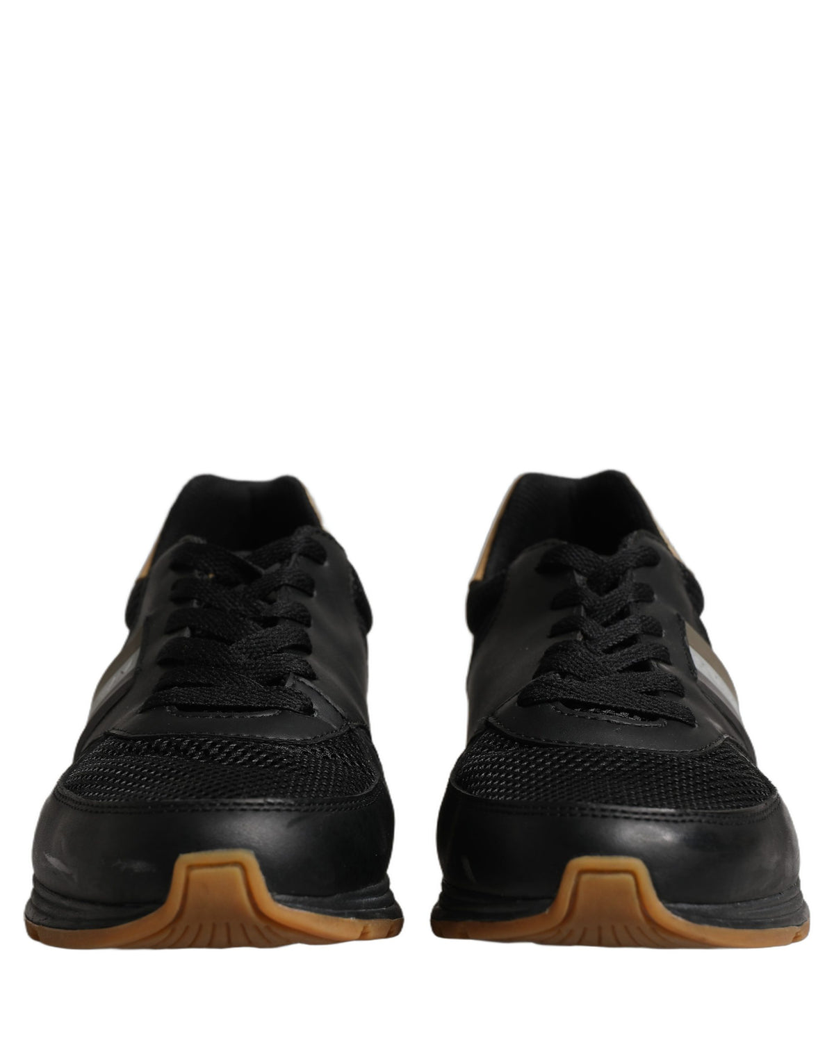 Dolce & Gabbana Black Gold Leather Low Top Sneakers Men's Shoes (Pre-Owned)