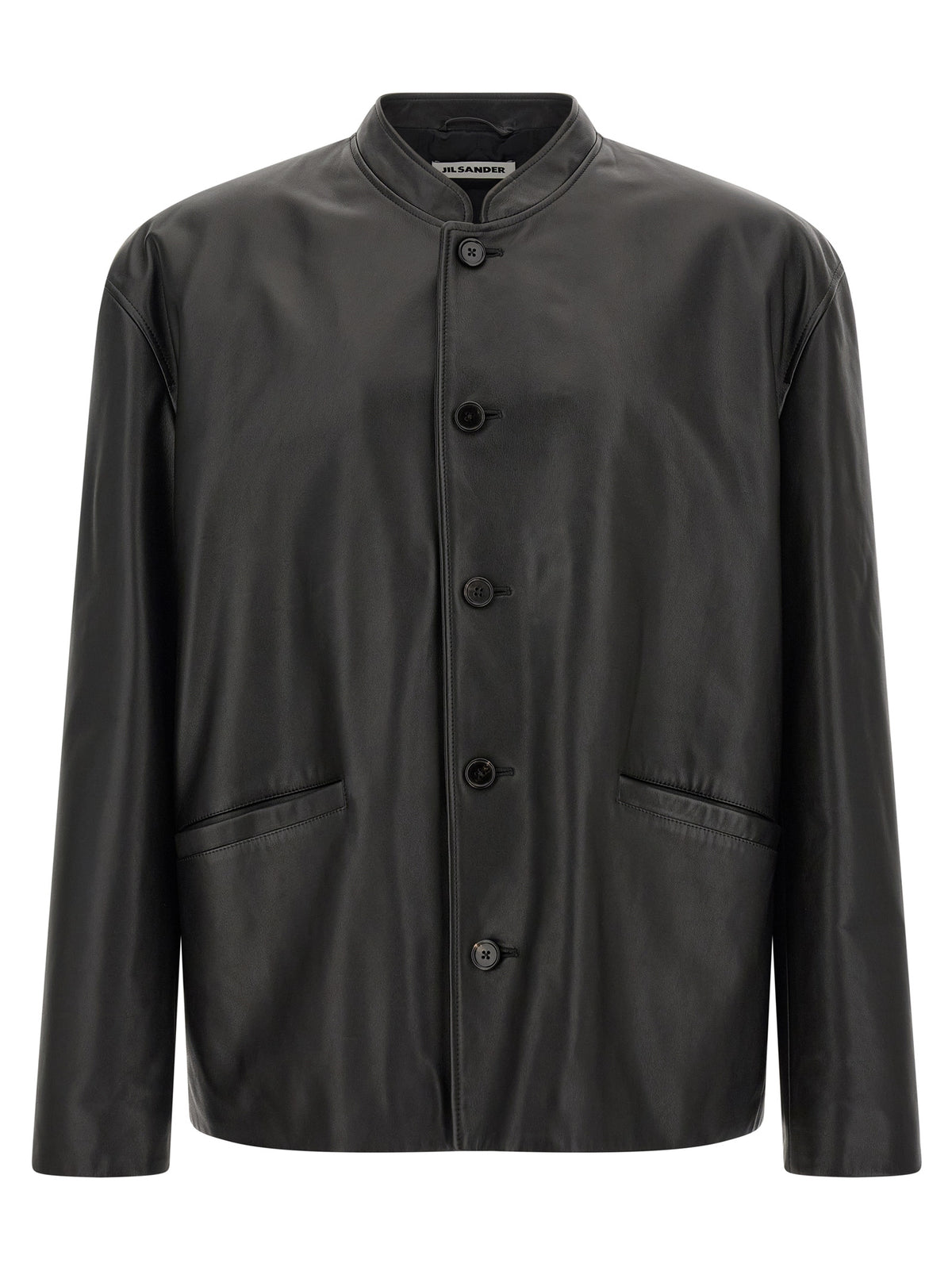 Jil Sander Black Calfskin Leather Men's Jacket