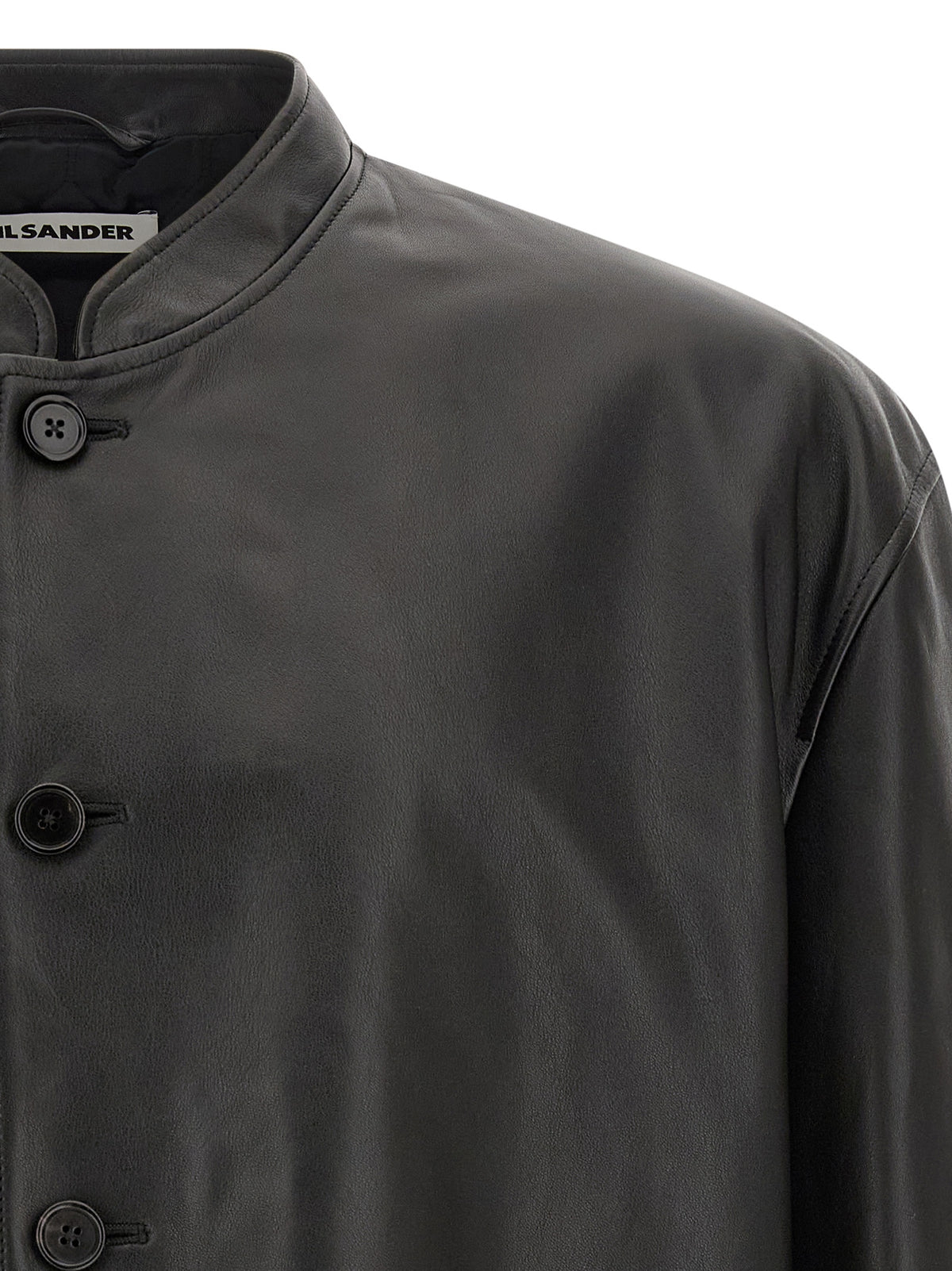 Jil Sander Black Calfskin Leather Men's Jacket