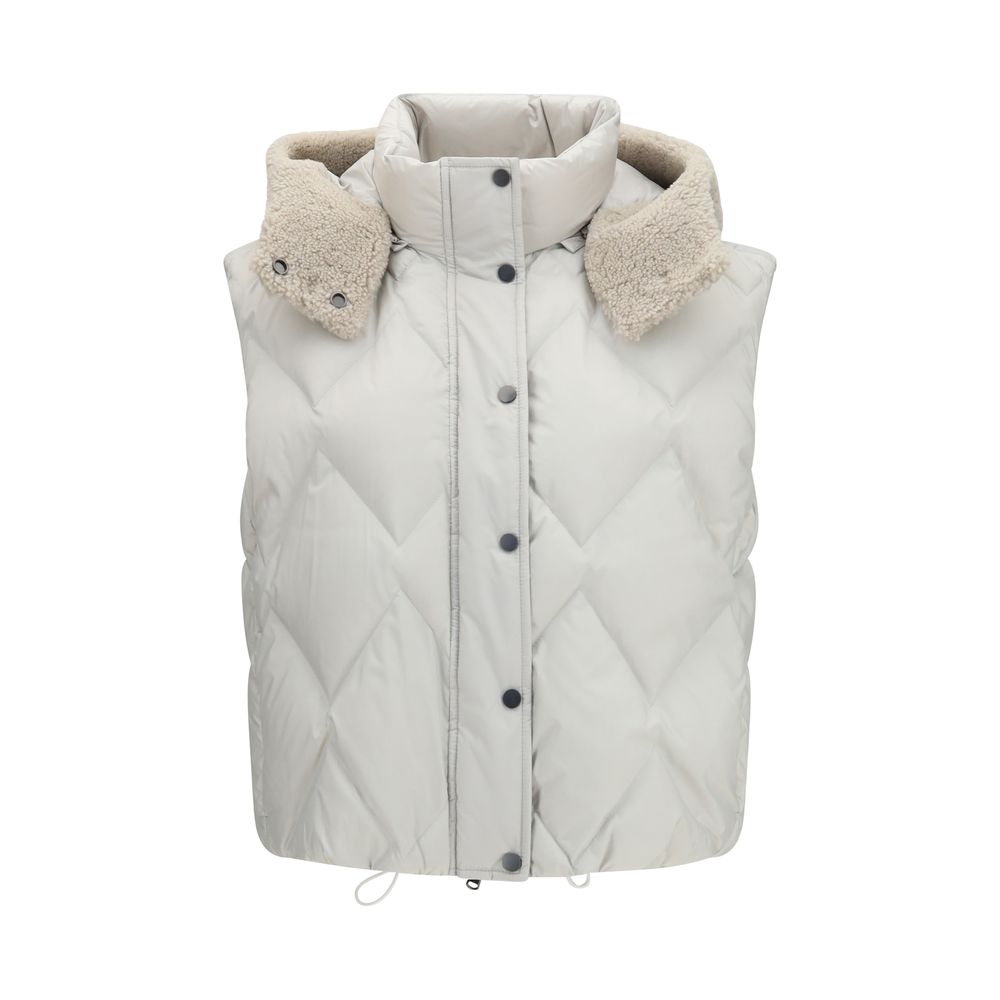 Brunello Cucinelli Gray Polyester Sleeveless Women's Jacket