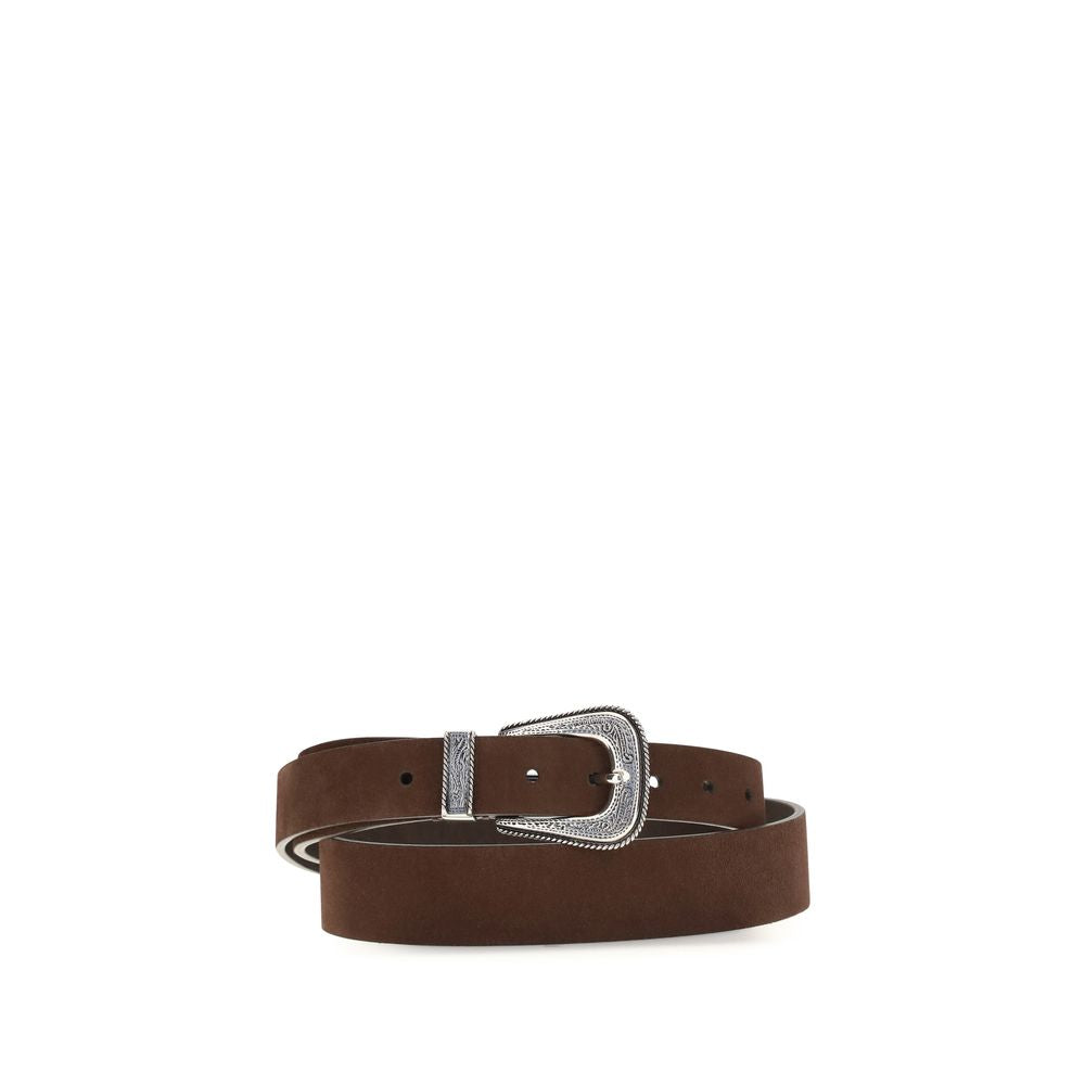 Brunello Cucinelli Brown Suede Leather Regular Men's Belt