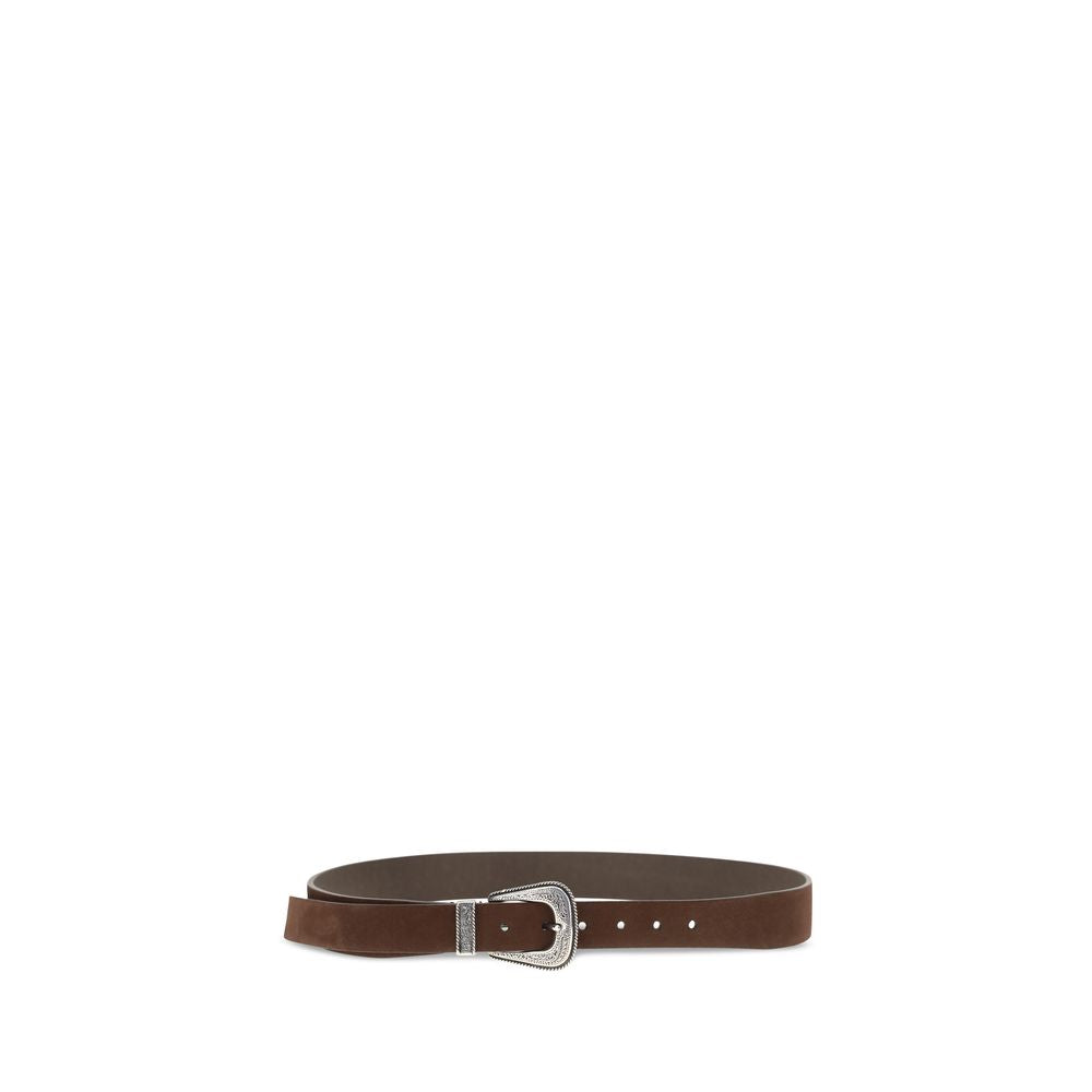 Brunello Cucinelli Brown Suede Leather Regular Men's Belt