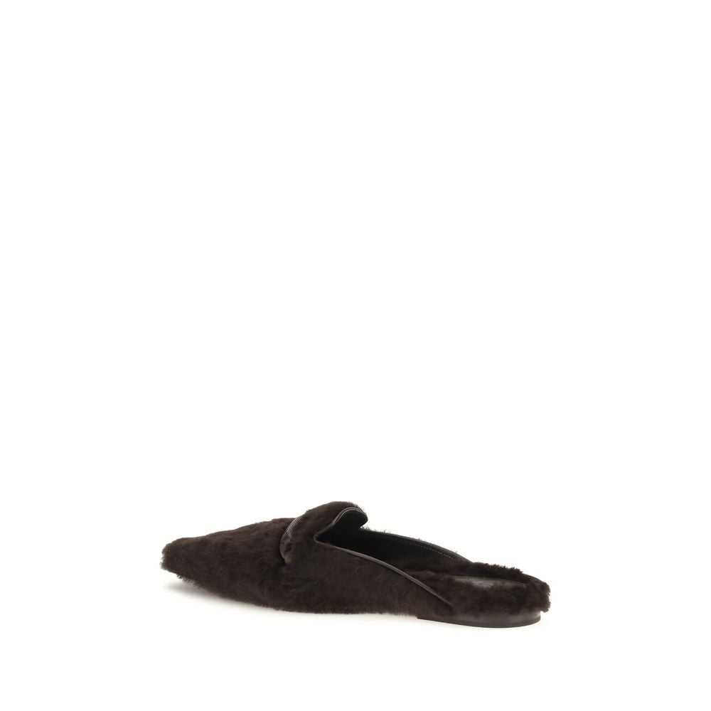 Brunello Cucinelli Brown Fur Ballet Women's Flats