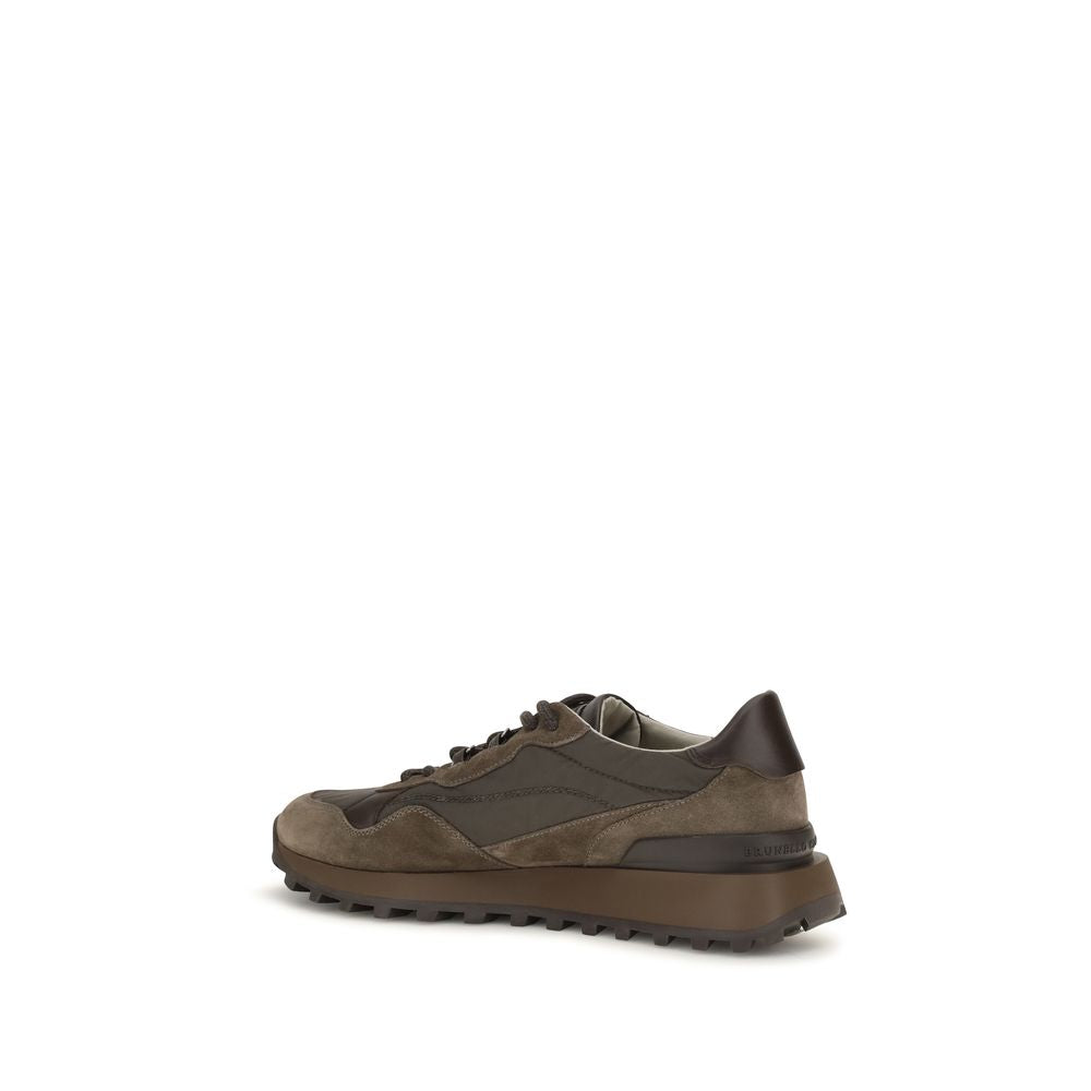 Brunello Cucinelli Brown Calf Leather Bos Taurus Athletic Women's Sneakers