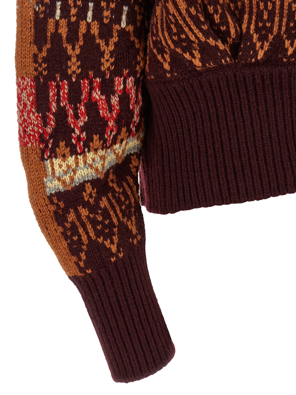 Dries Van Noten Bordeaux Wool Women's Cardigan