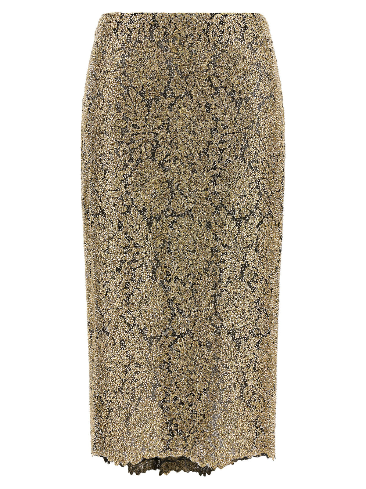 Ermanno Scervino Gold Polyester Midi Women's Skirt