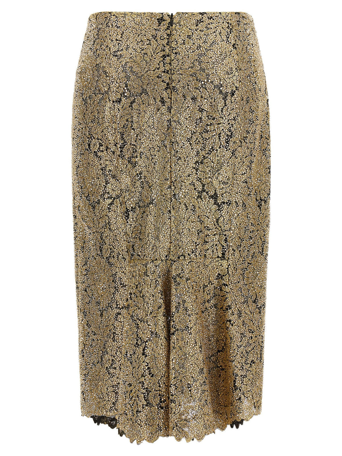 Ermanno Scervino Gold Polyester Midi Women's Skirt