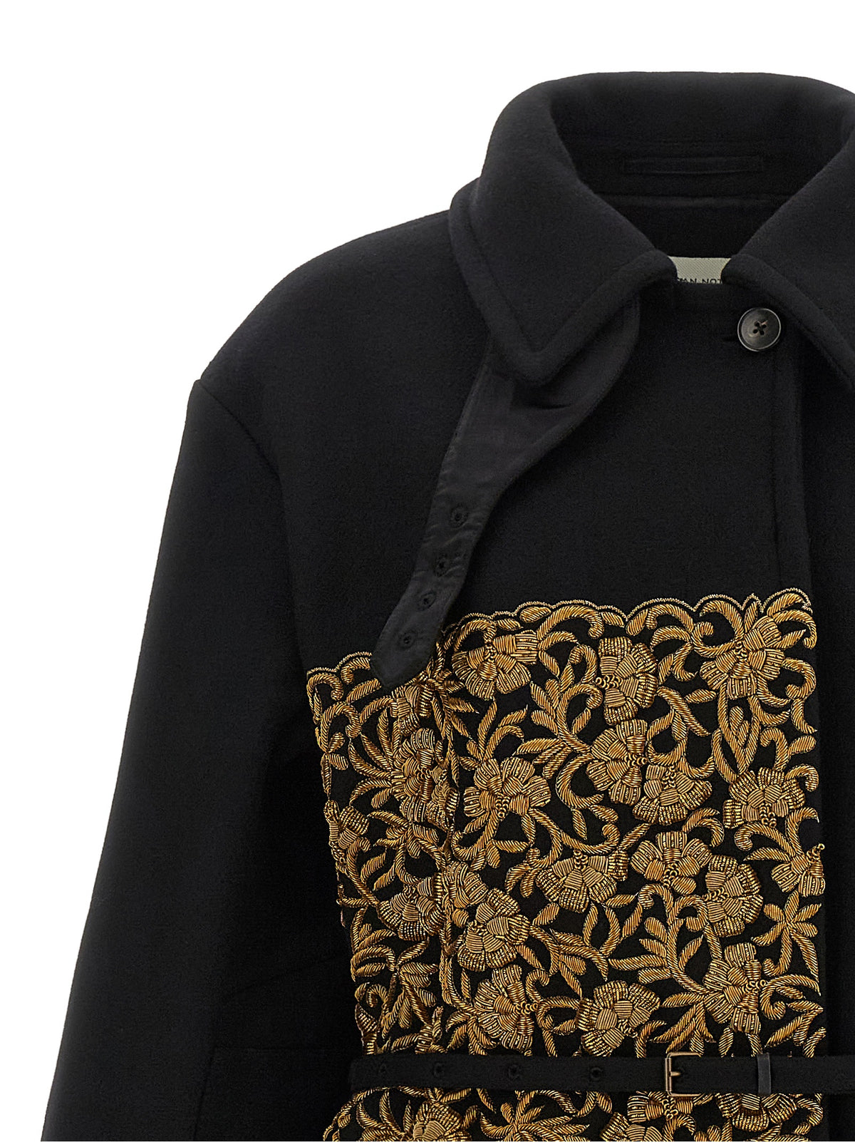 Dries Van Noten Black Wool Women's Coat