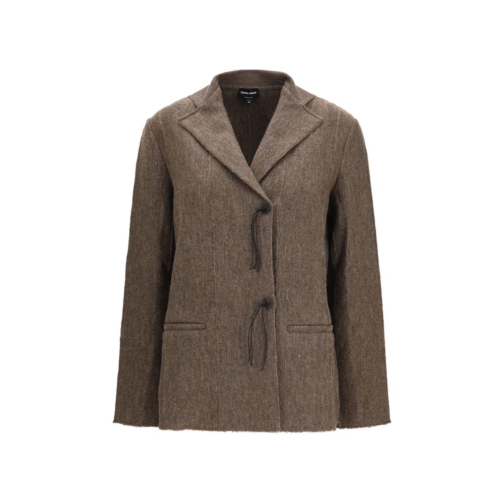 Giorgio Armani Brown Wool Oves Aries Full-Length Women's Jacket