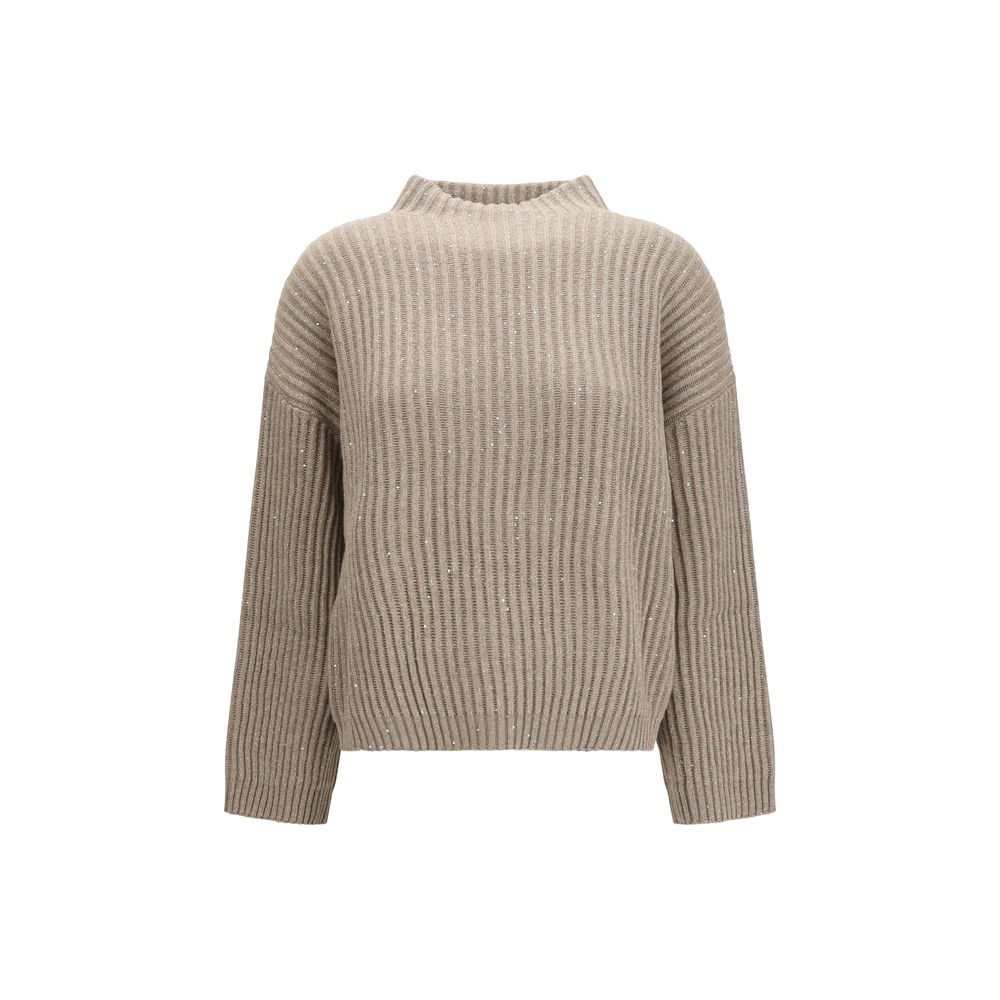 Brunello Cucinelli Beige Wool Oves Aries Women's Turtleneck