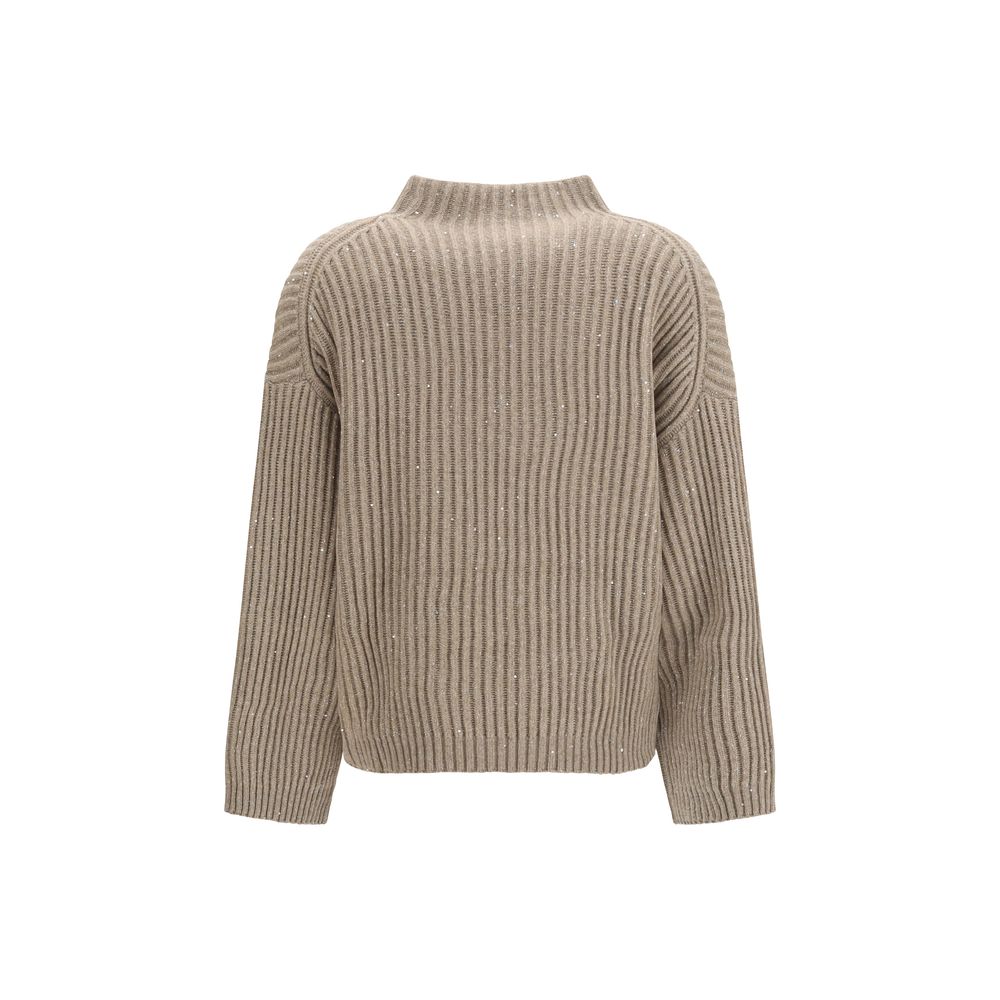 Brunello Cucinelli Beige Wool Oves Aries Women's Turtleneck