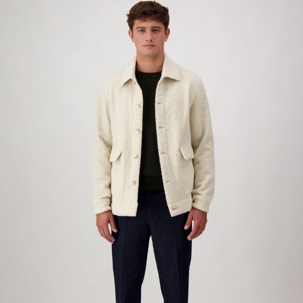 Autore Beige Virgin Wool Full-Length Men's Jacket