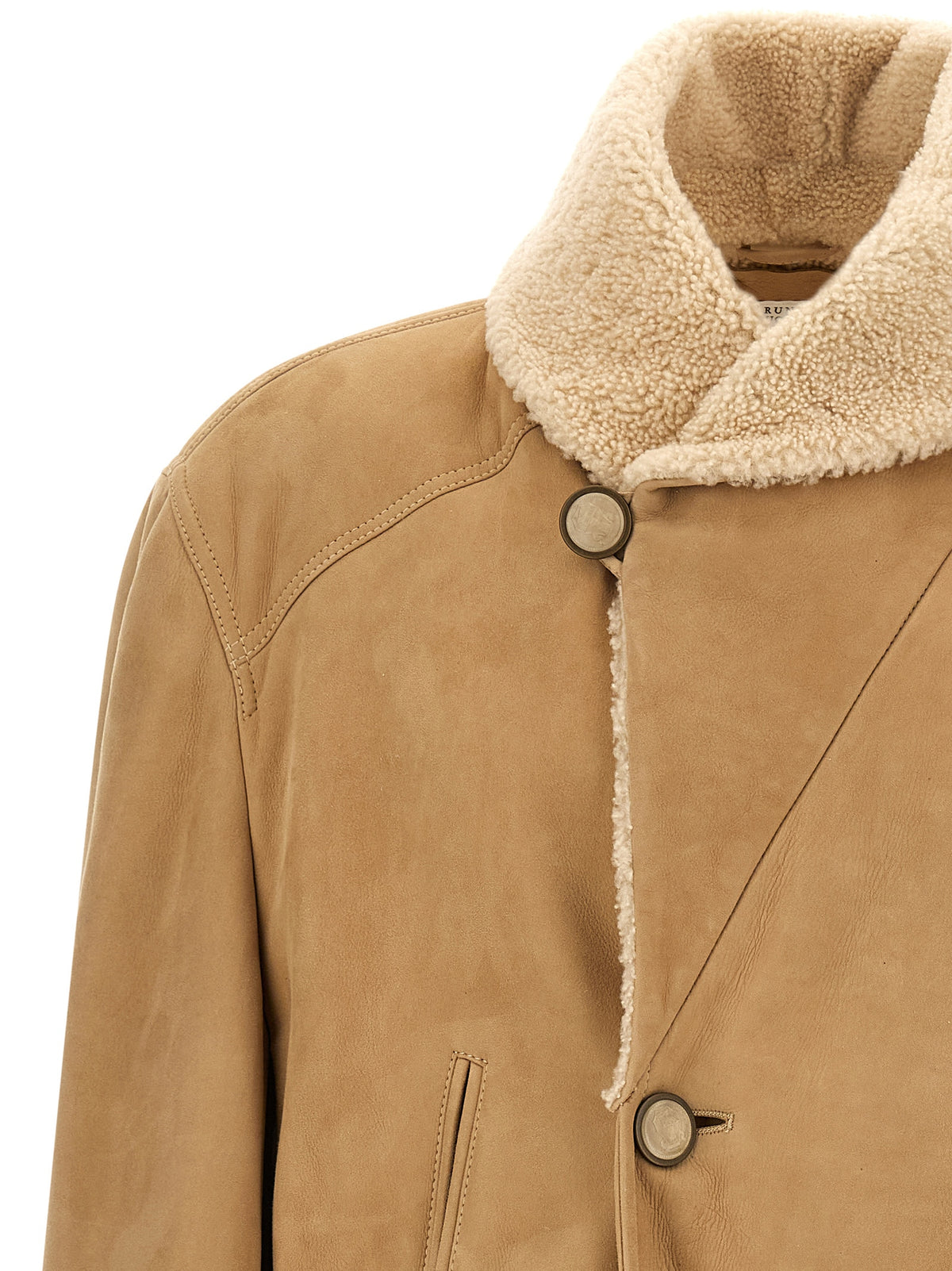 Brunello Cucinelli Beige Lamb Leather Leather Men's Jacket