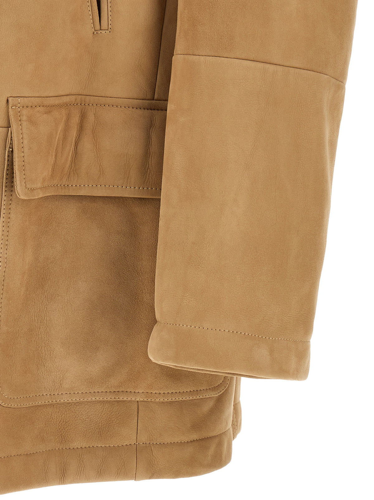 Brunello Cucinelli Beige Lamb Leather Leather Men's Jacket