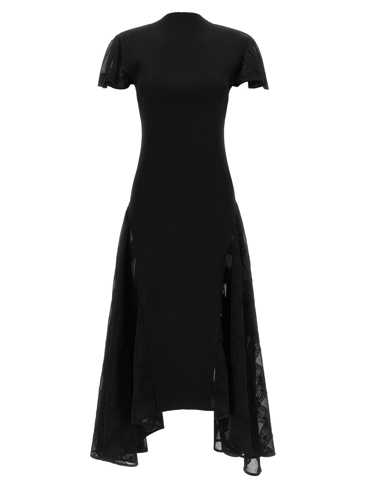 Lanvin Black Silk Midi Women's Dress