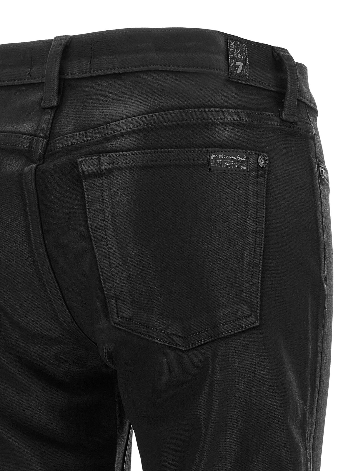 7 For All Mankind Black Cotton Cropped Women's Jeans