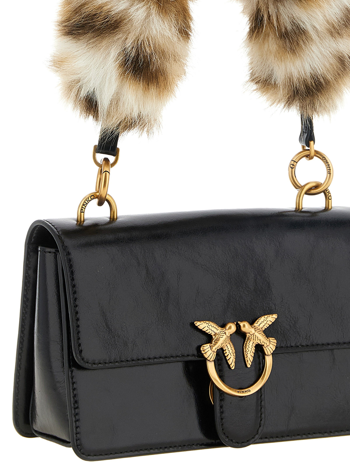 PINKO Black Calfskin Shoulder Women's Bag