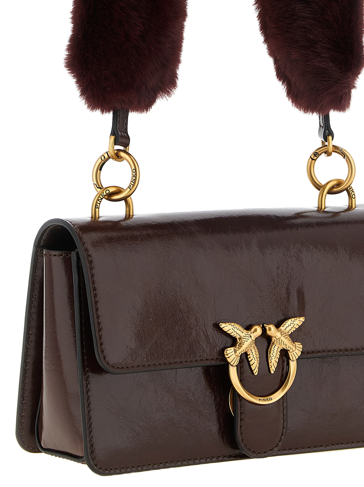 PINKO Bordeaux Calfskin Shoulder Women's Bag