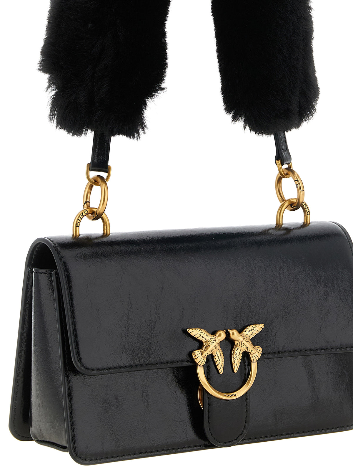 PINKO Black Calfskin Shoulder Women's Bag
