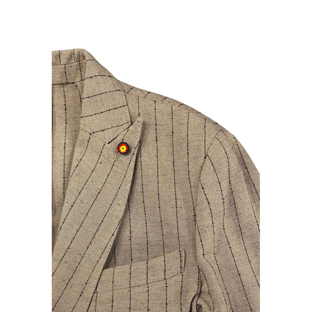 Roberto Pepe Luxury Beige Linen Men Men's Jacket