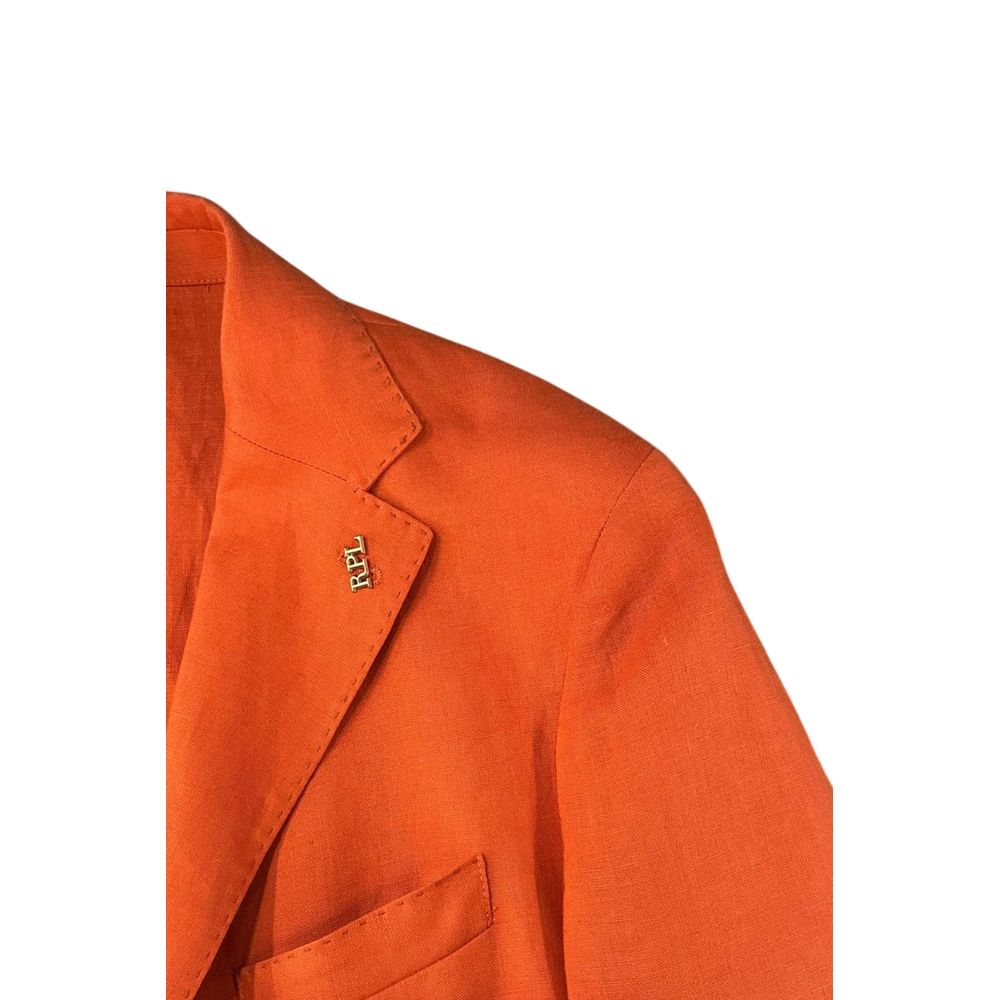 Roberto Pepe Luxury Orange Linen Men Men's Jacket