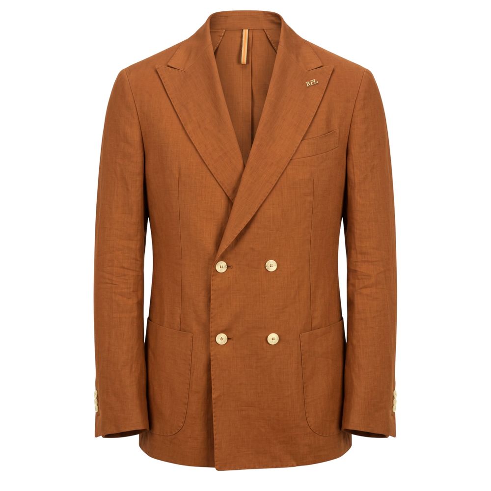 Roberto Pepe Luxury Brown Linen Men's Men's Jacket
